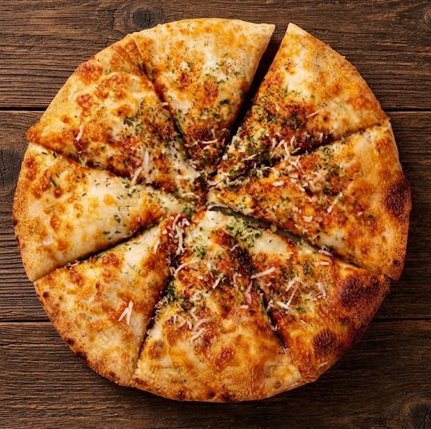 Assorted specialty pizzas with salad and fries for group orders at Ringers Original Pizza Saskatoon