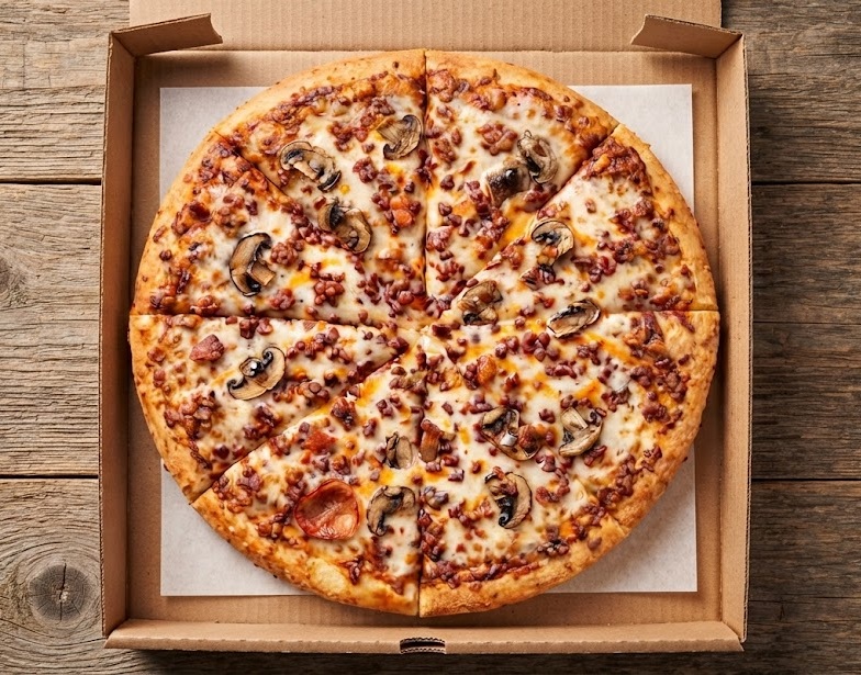 The Canuck Canadian pizza with pepperoni, mushrooms and bacon at Ringers Original Pizza Saskatoon